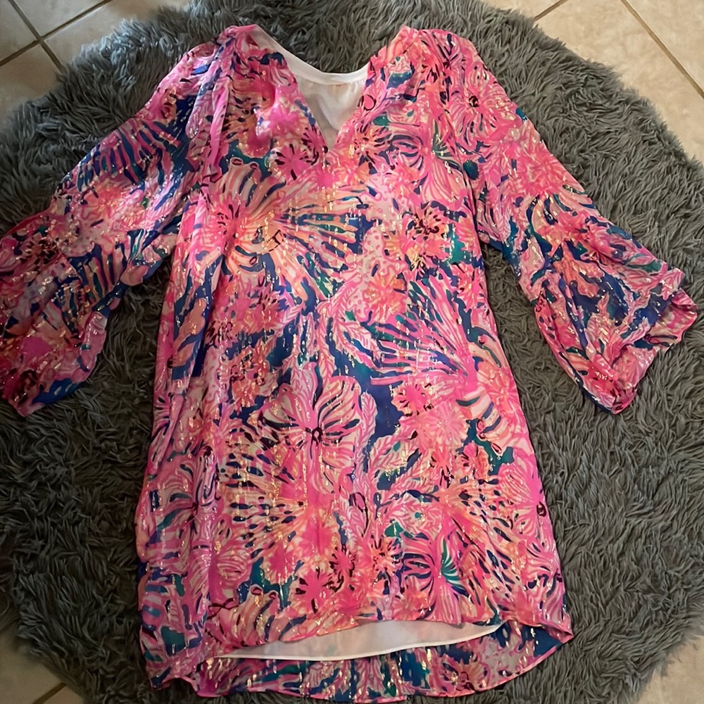 these are some dresses one is all pink and the other one is pink and some blue